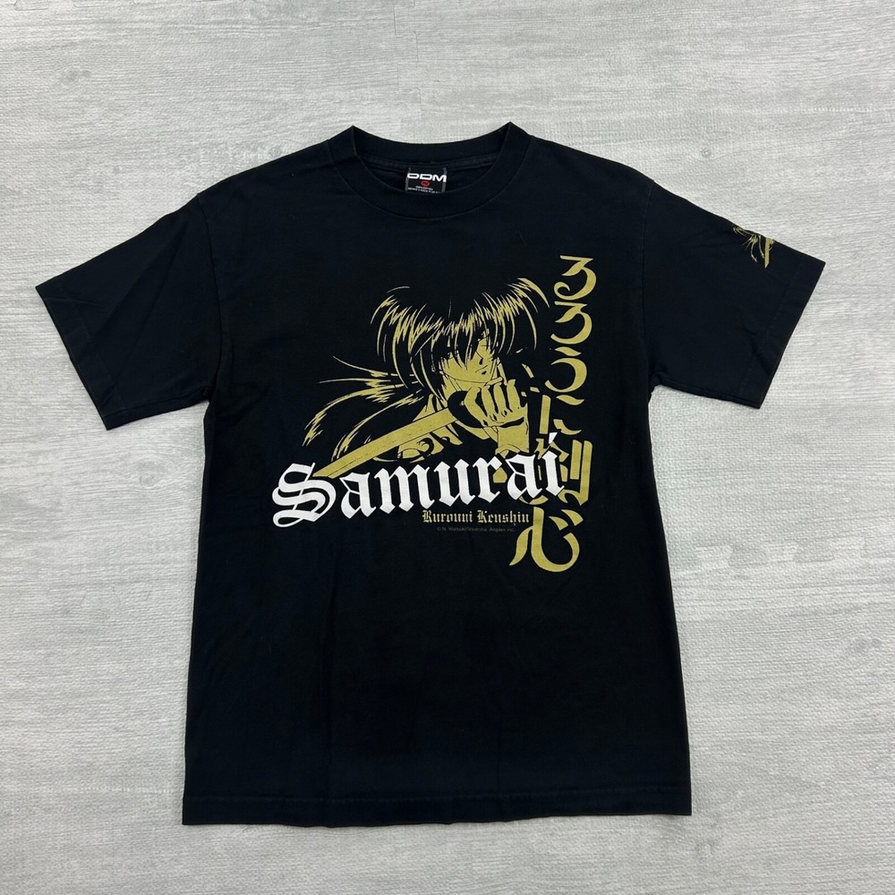 Vintage Rurouni Kenshin Samurai Shirt Size‎ Small Black Anime Manga Cartoon